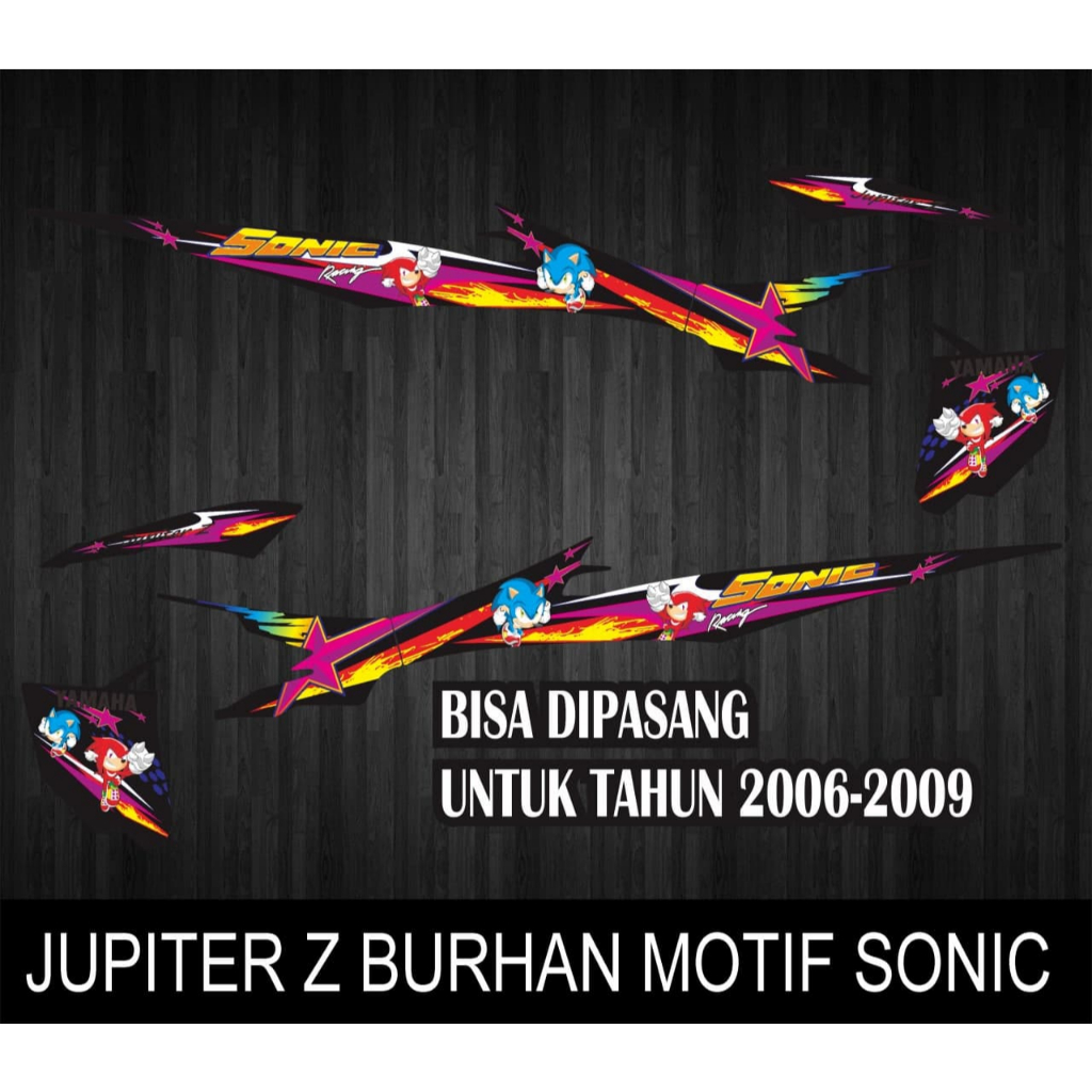 STIKER STRIPING VARIASI MOTOR YAMAHA JUPITER Z LAMA BURHAN TAHUN 2003-2009 GRAFIS MOTIF SONIC