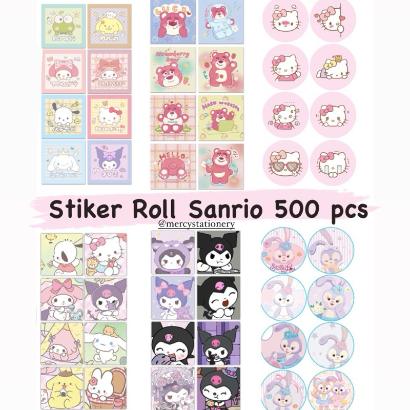 

Stiker Roll Sanrio Lucu Kartu Fancy Sticker Lotso Pochacco Kuromi Doraemon Stella Lou Capybara