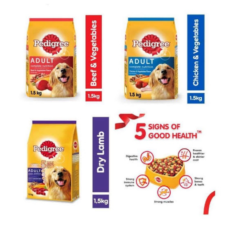 

23bagusmenshop - Pedigree Adult Dog Food 1.5Kg Makanan Anjing Dewasa Kering Premium