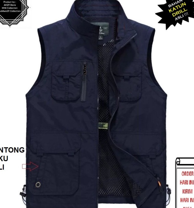 Recomend Rompi Pria Vest Keren Lapangan rompi murah rompi custom bordir  Krem S