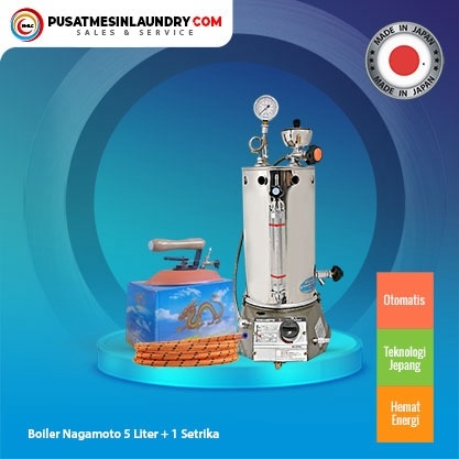 Paket Nagamoto Boiler Semi Automatic Kapasitas 5 Liter Plus 1 Setrika Uap Geser Laundry