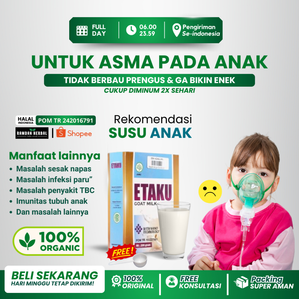 

Obat Asma Untuk Anak dan Dewasa, TBC, Sesak Nafas, Infeksi Paru Paru - Walatra Etaku Susu Kambing