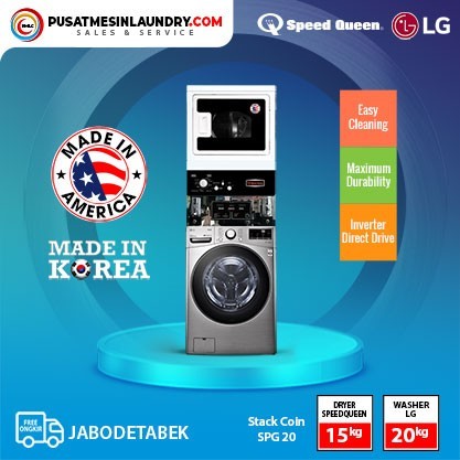 LG Mix Stack Coin Mesin Cuci 20kg & Mesin Pengering Gas 15kg SPG20KJ