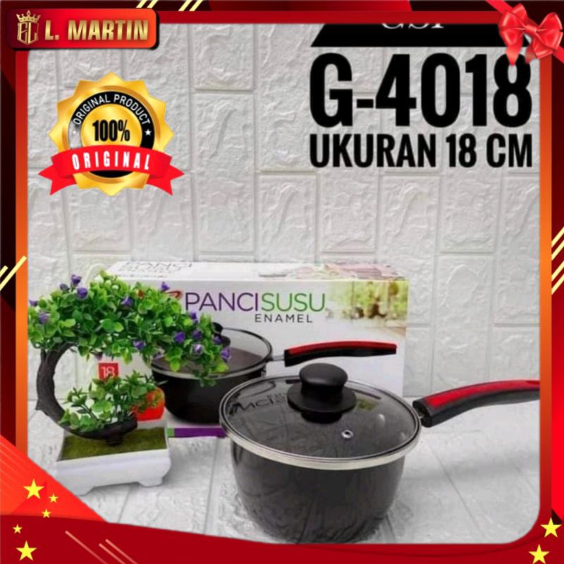 Panci Susu Enamel / Sauce Pan Enamel Diameter 18 CM GSF 4018 Panci Anti Lengket