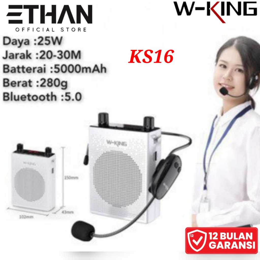 IYAN Wking Speaker Bluetooth Pinggang Ks16 Mic Pengeras Suara Tour Guide Guru Mengajar Super Bass