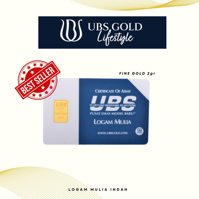 Logam Mulia Emas UBS 2 GR/gram Emas Batangan SNI bersertifikat