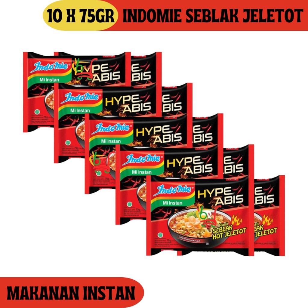 

10PCS Indomie Kuah Hype Abis Seblak Hot Jeletot