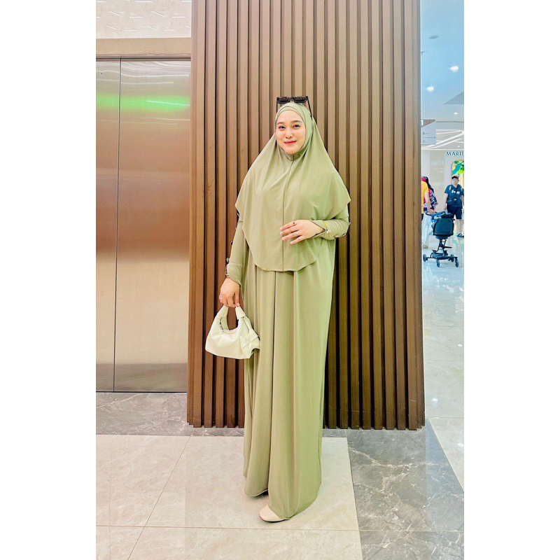 Long Dress Abaya Inara Hitam Sage Brown Latte Olive Pink Blue Burgundy Jearsey Korea Jilbab Ciput Ap