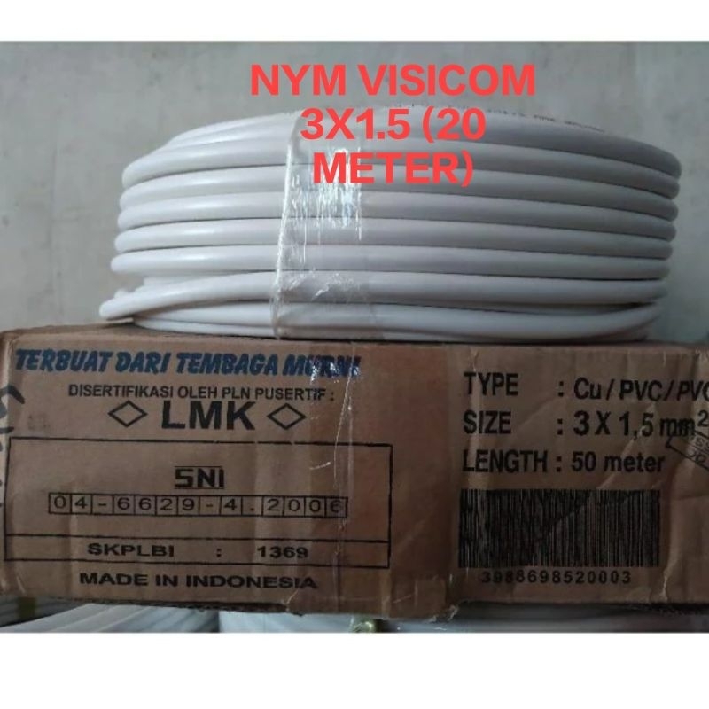 KABEL LISTRIK NYM VISICOM 3X1.5 (20M) KABEL VISICOM TEMBAGA ASLI SNI