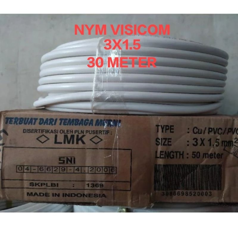 KABEL LISTRIK NYM VISICOM 3X1.5 (30M) KABEL VISICOM TEMBAGA ASLI SNI