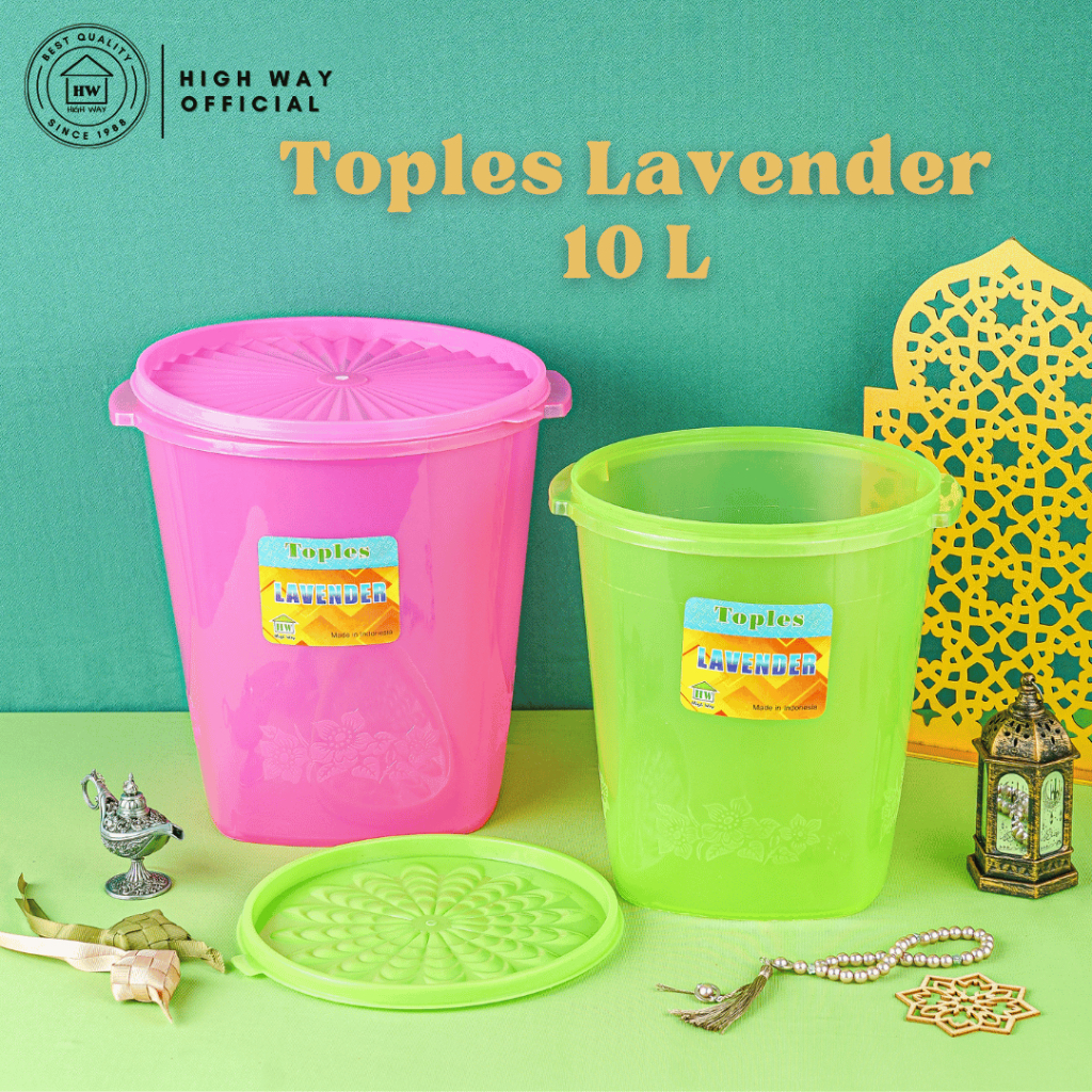 HIGH WAY - Toples Kerupuk Lavender 10 Liter Besar Plus Gayung Sealware Bulat Warna Warni Plastik Wad