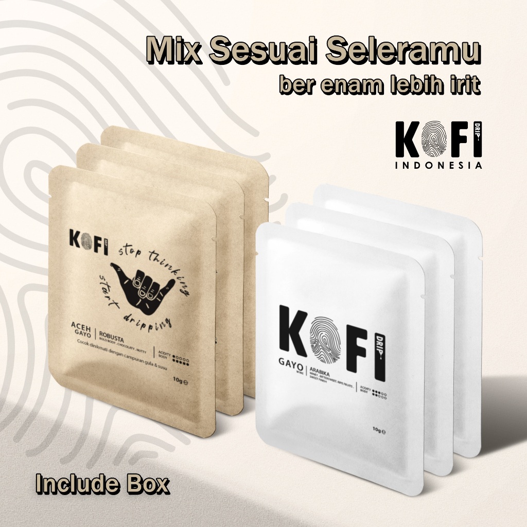 

Kopi Dripbag, arabika dan robusta, mix 6 varian kopi terbaik dripbag x 10gr, kopi instan tanpa ampas
