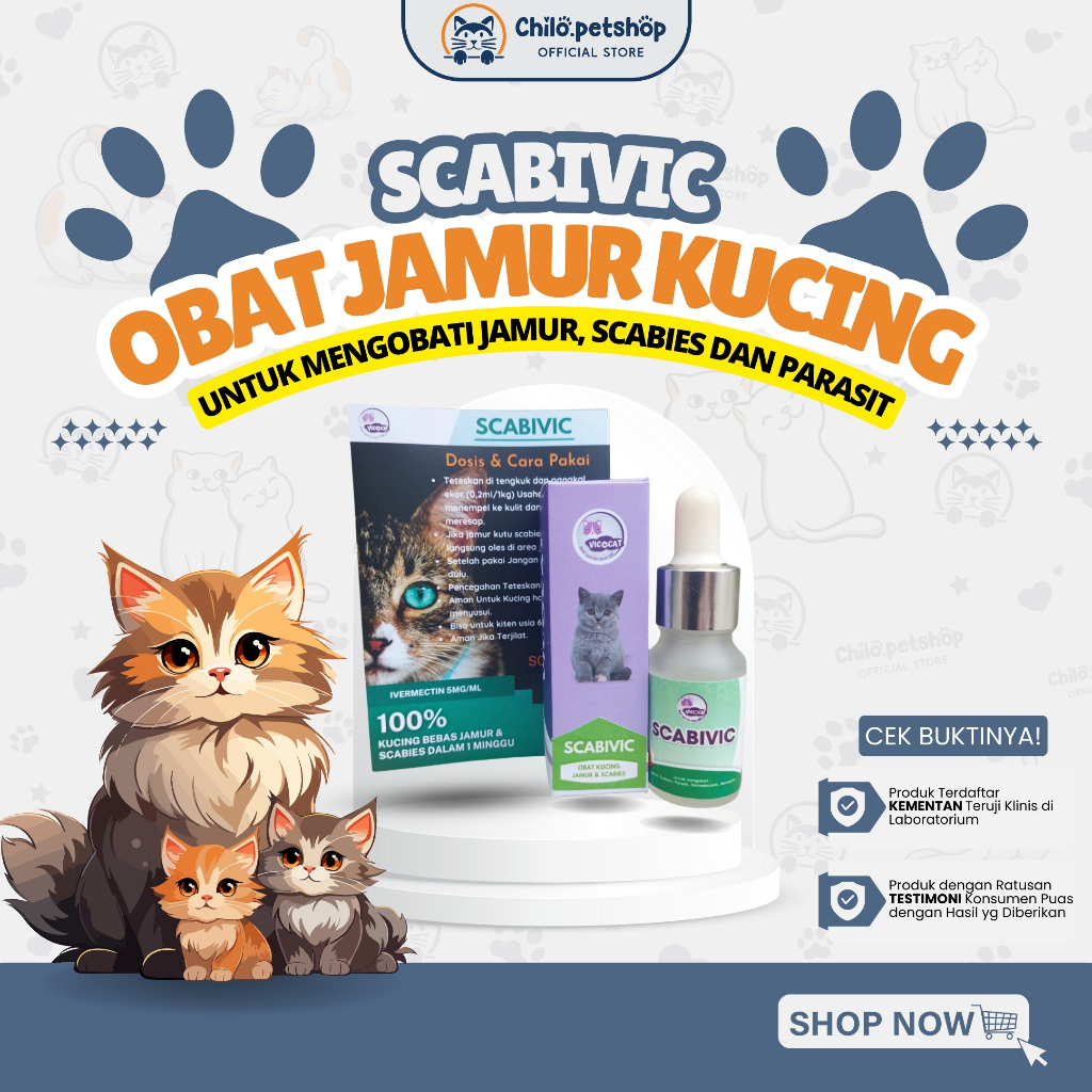 SCABIVIC Obat jamur kucing scabies tetes oles ampuh