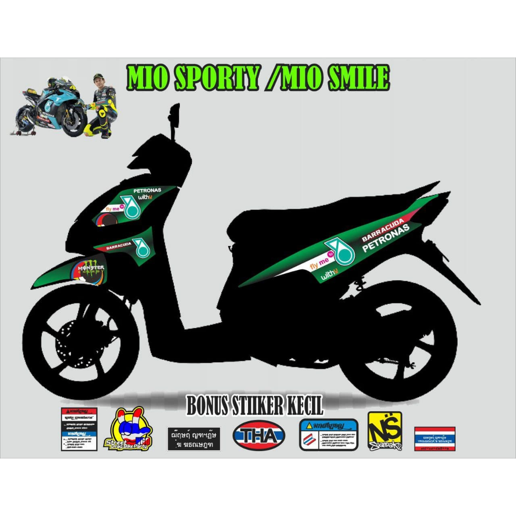 STIKER STRIPING VARIASI MOTOR YAMAHA MIO SPORTY SMILE MOTIF GRAFIS PETRONAS