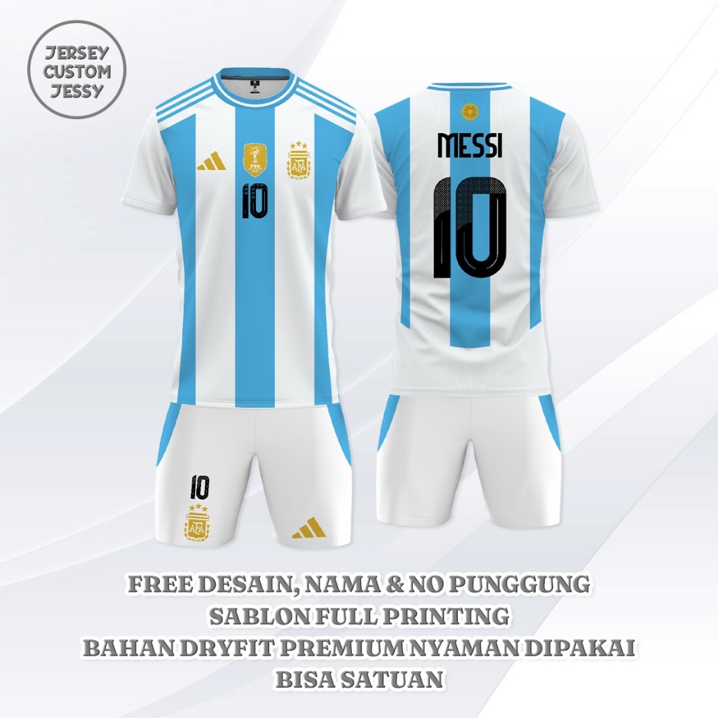 Jersey Bola Desain Argentina - Kaos Bola Argentina Indo Desain Free - Jersey Pakai Nama Sendiri