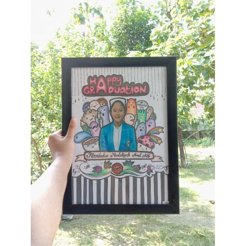 [Pre-order] Doodle Art Bingkai Hitam Untuk Kado | Kado Bingkai | Kado Murah