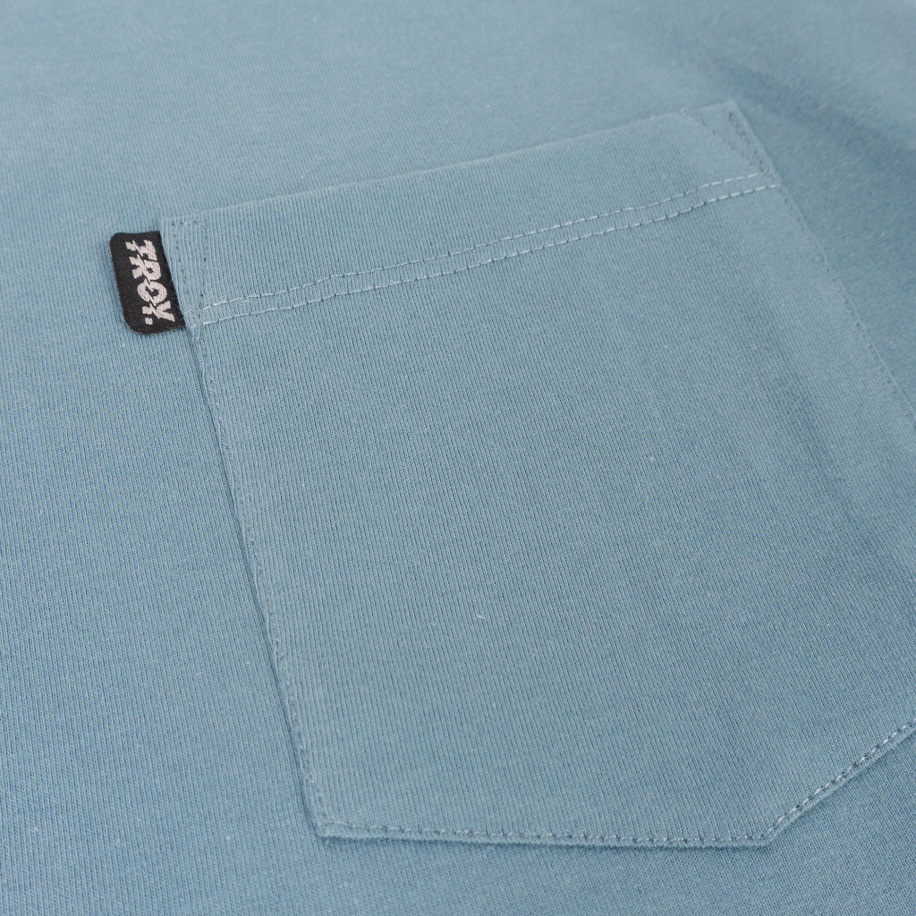 Troy Company Boxy Pocket Oversize Tshirt Mineral Blue Basic - Kaos Boxy Pocket Oversize Polos Biru Mineral BKD 2613