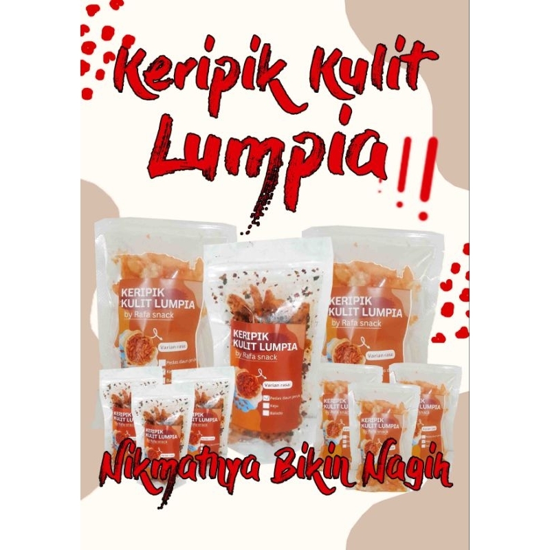 

Kripik kulit Lumpia / Lumpia kering pedas gurih / lumpia kering balado / lumpia kering keju 50 gr