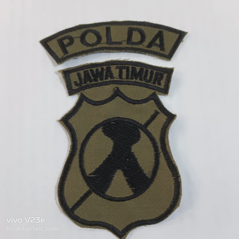 BET BORDIR LOGO LAMBANG POLDA JATIM HIJAU LOGO SEMERU HIJAU LOGO POLRI