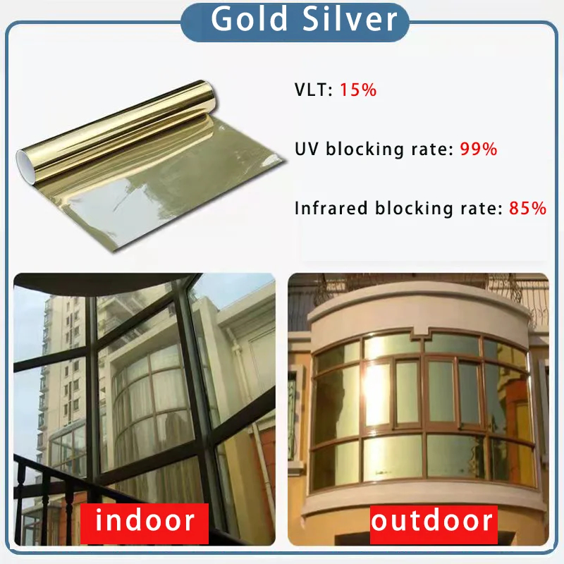 (PER METER) Kaca film one way silver gold