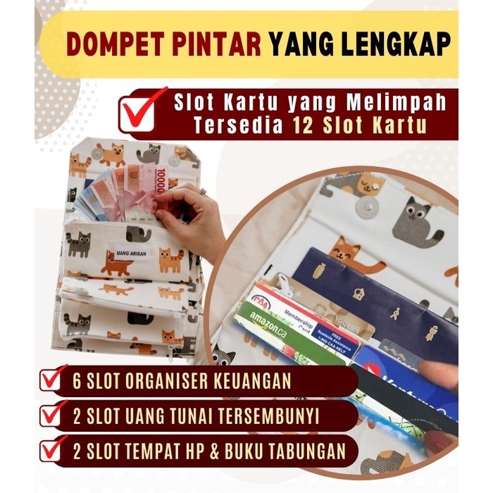 ORIJAWA DOMPET PINTAR , DOMPET WANITA ORGANIZER, MULTIFUNGSI