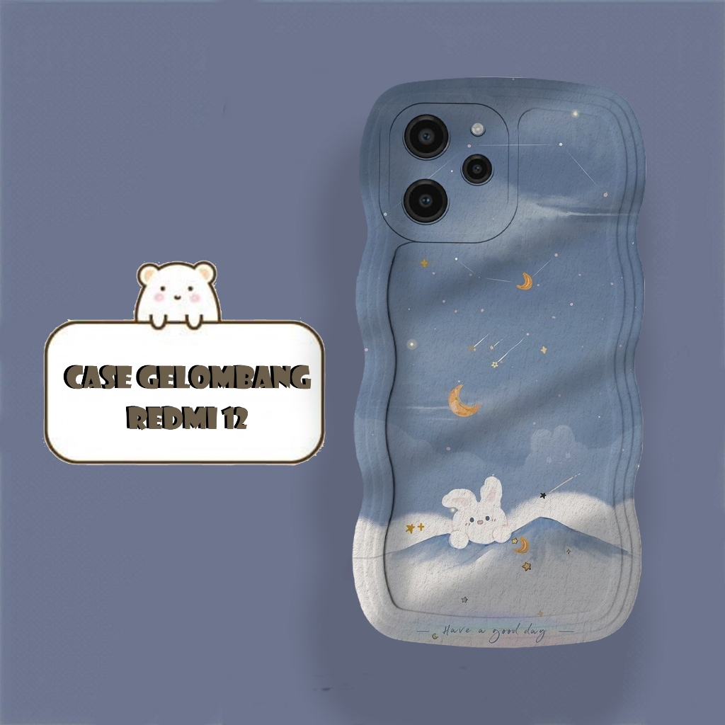 Softacase Gelombang Untuk Xiaomi Redmi 12 Motif Kartun Softcase Protac camera Silikon Hardcase Case 