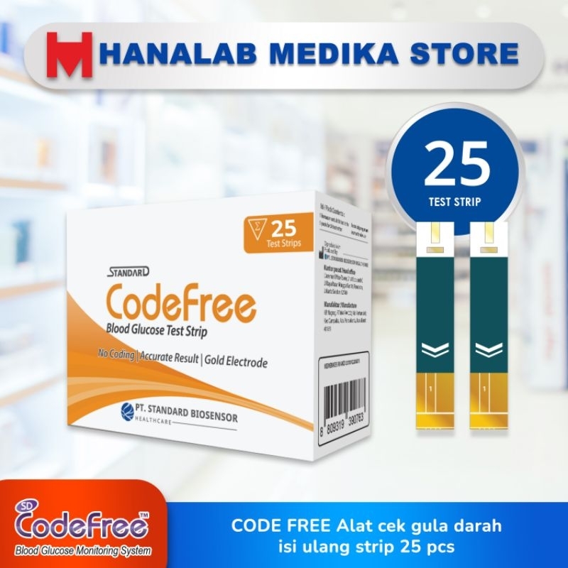 SD BIOSENSOR codeFree Strip Gula Darah 25tes,/box