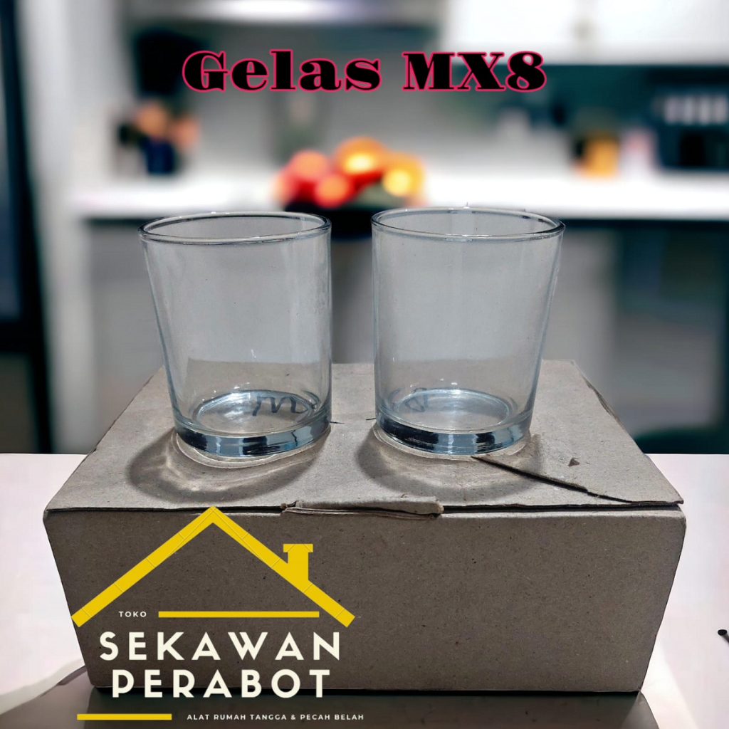 {SET ISI 6} GELAS KACA BULAT GELAS WHISKEY SOFT DRINK MX8 KEDAUNG