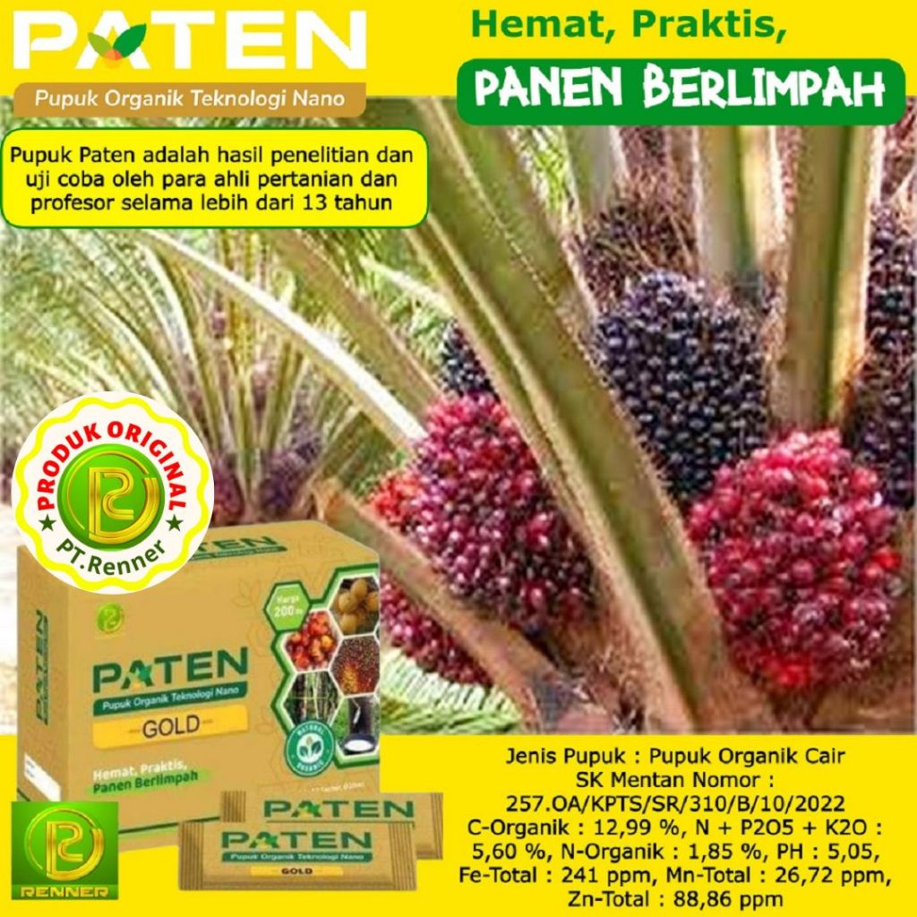 Pupuk Paten - Paten Gold - Pupuk Organik Cair - Pupuk Sawit Dan Tanaman Keras Lainnya
