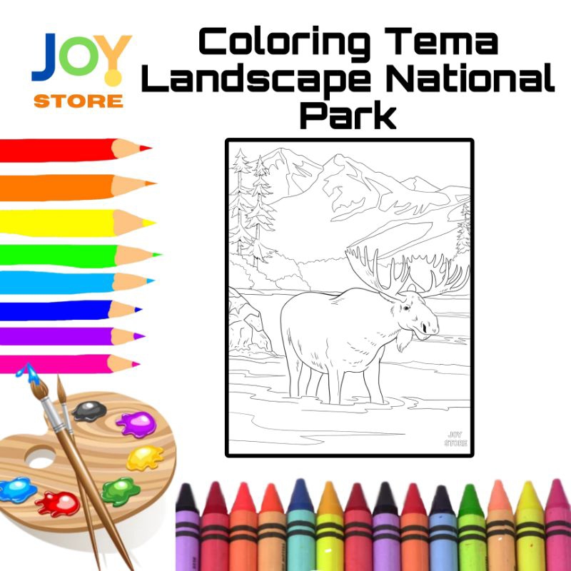 

Kertas Mewarnai untuk Anak TK / SD Ukuran A4 dan A5 150 gsm - Coloring Paper Tema Landscape National Park Toko Joy Store