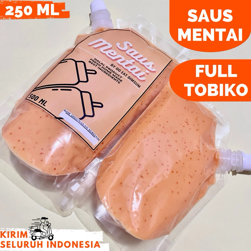 

SAUS MENTAI EXTRA TOBIKO 250 ML - Halal - Fresh home made - Topping dimsum mentai, mentai rice, salmon sushi