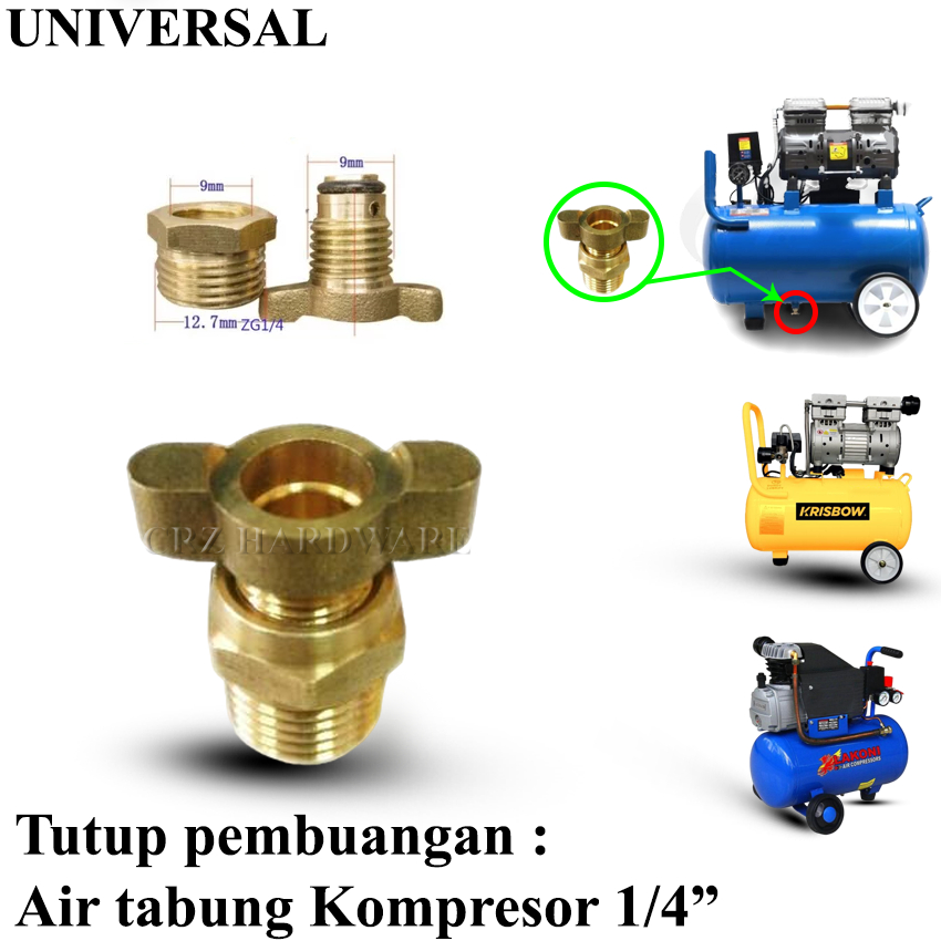 Baut Pembuangan Air Tabung Kompresor Nepel Tutup Tabung Bawah Buangan Air Kompresor Angin Drain Clea