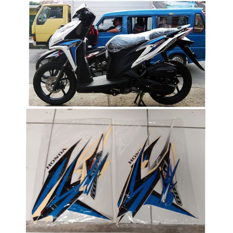 Stiker striping vario 125 techno 2012 putih biru / Lis body vario 125 2012