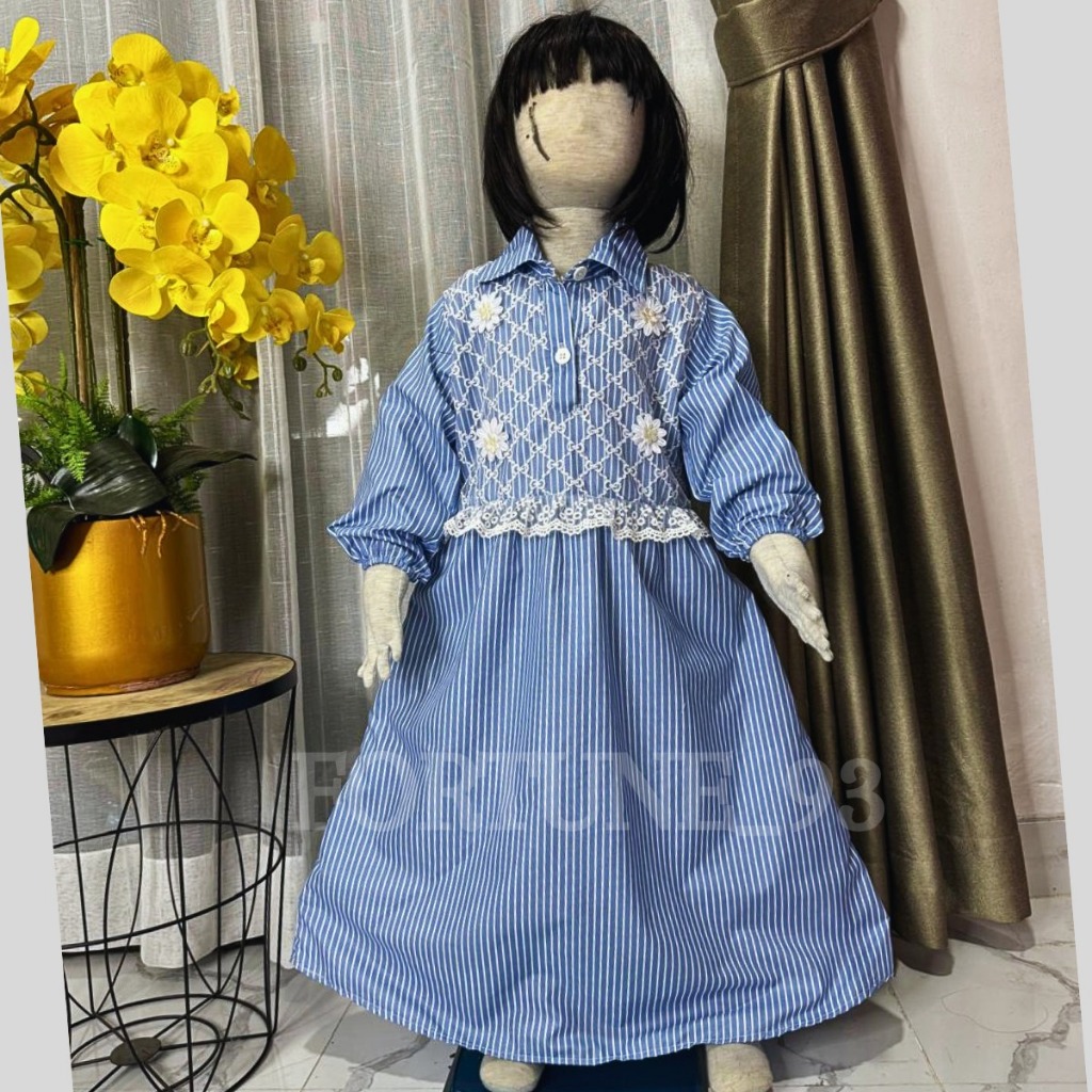 ✔️✔️Gamis Salur Anak Perempuan Terbaru 2024 Kombinasi Rompi Brukat Usia 3 - 12 Tahun Bahan Katun Imp