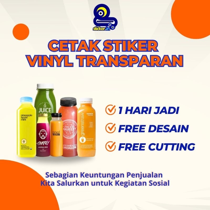 

cetak stiker label transparan bahan vinyl