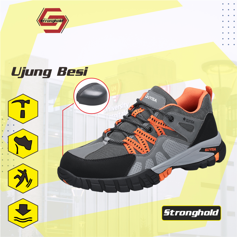 [Diskon] Sepatu Safety Sport New Original By Guyisa Abu Orange | Sepatu Safety Sport | Sepatu Kerja 
