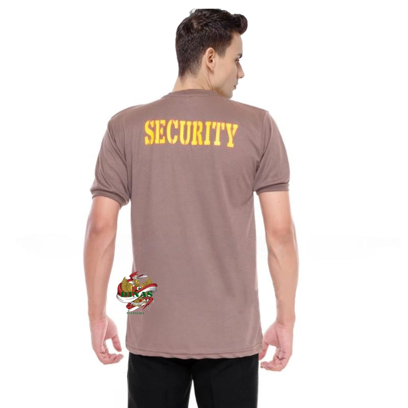 kaos secutity satpam coklat kerah tinggi& pendek