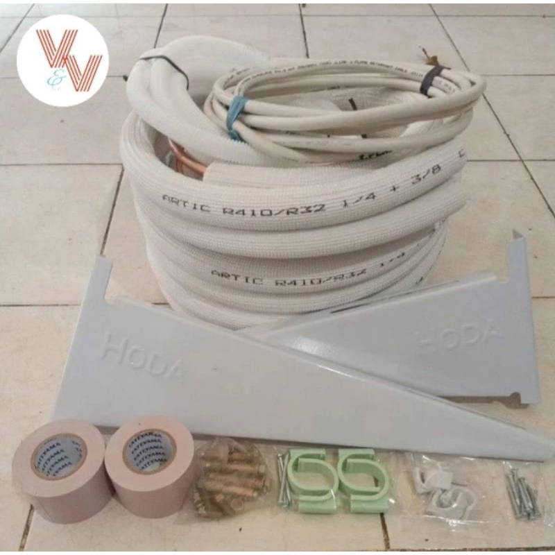 paket pipa artic 3,4,5,6,7,8,9,10 meter(free bubble wrap)material instalasi pipa AC 0,5 pk-1 pk