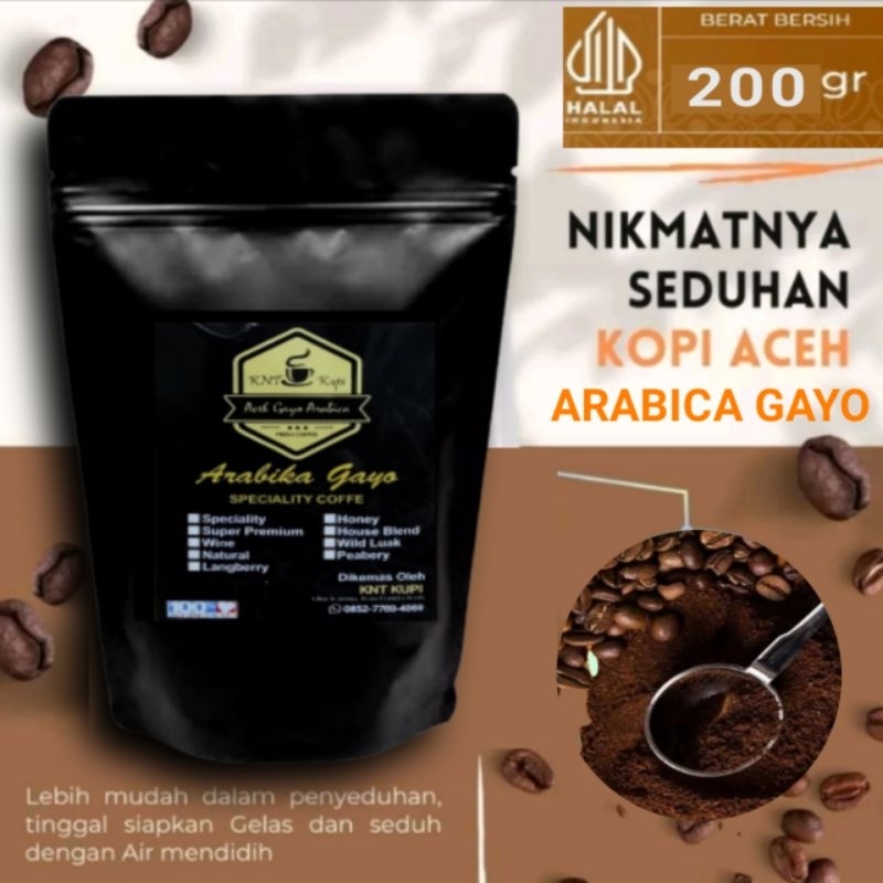 KOPI ARABICA GAYO ACEH SPECIAL 200 GRAM BIJI KOPI BUBUK MURNI ACEH ASLI ORIGINAL.