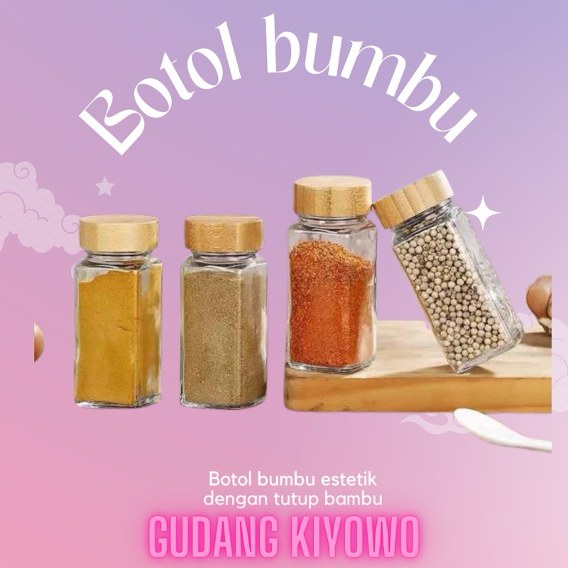 botol kaca bumbu tutup kayu
