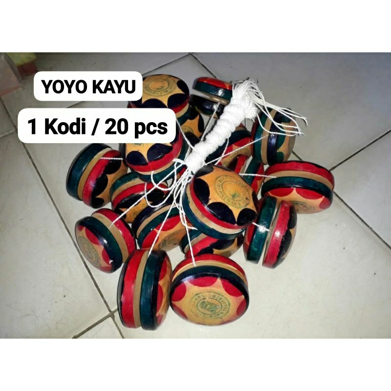 YOYO KAYU 1 Kodi atau 20 Biji, Diameter 6-10 cm, CAMPUR, Mainan Jadul Tradisional, GROSIR Termurah