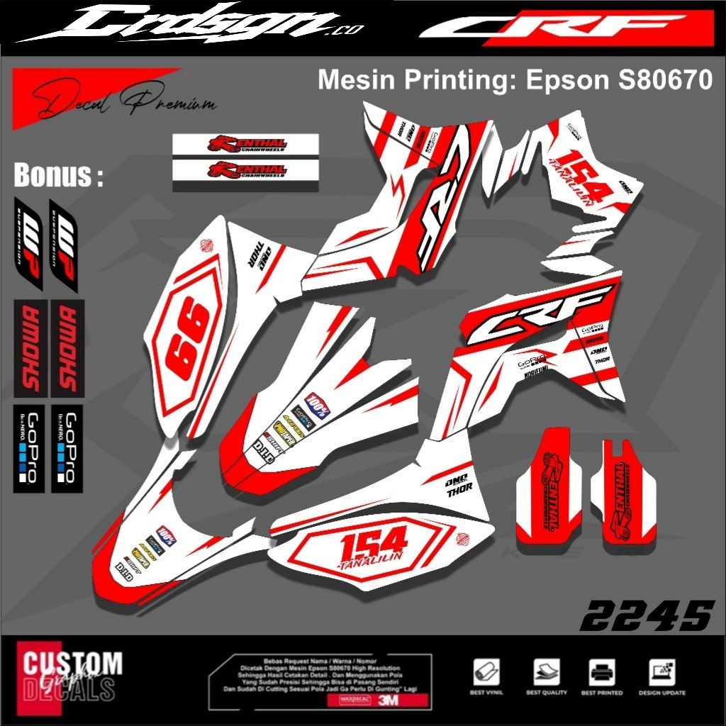 Dekal Stiker Honda crf 150 full body Print Mesin Epson , Bahan Laminasi, Warna Tidak Pudar Stiker Fu