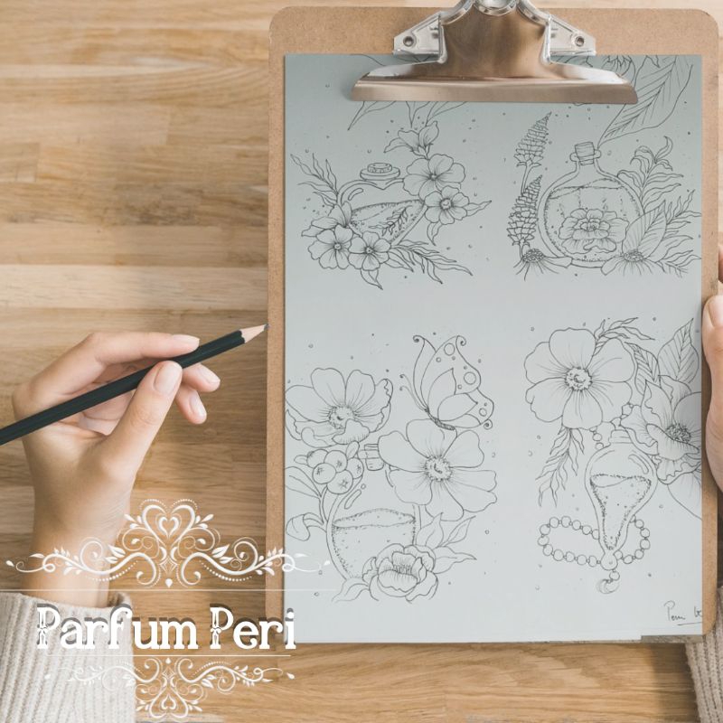 

[peni_ssaem_art] Sketsa Adult Coloring Page A4. Parfum Peri. Gambar untuk diwarnai.