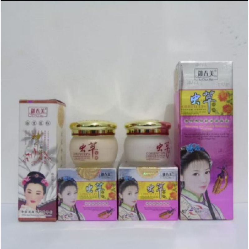 yu Chun Mai paket lengkap isi 4 Cordy(cream siang-malam, serum,sbn Cordy -ycm import#cream#cosmetik
