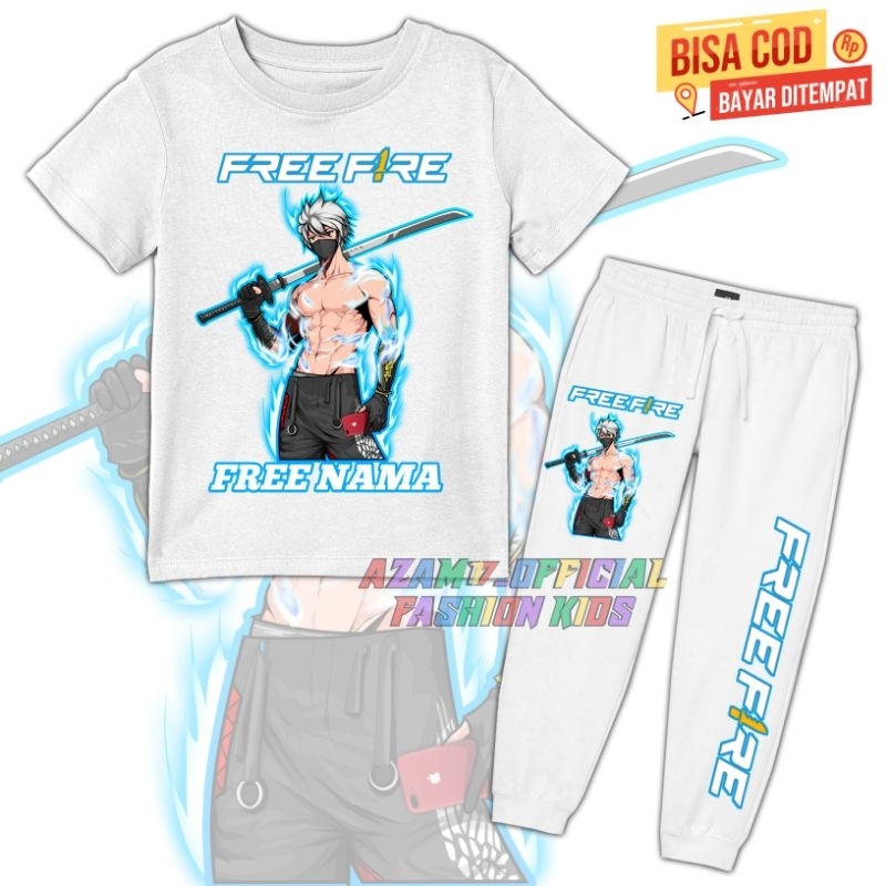 SETELAN ANAK KAOS JOGGER ANAK FF KARAKTER FREE FIRE VERSI KATANA FREE NAMA / KAOS CELANA JOGGER ANAK