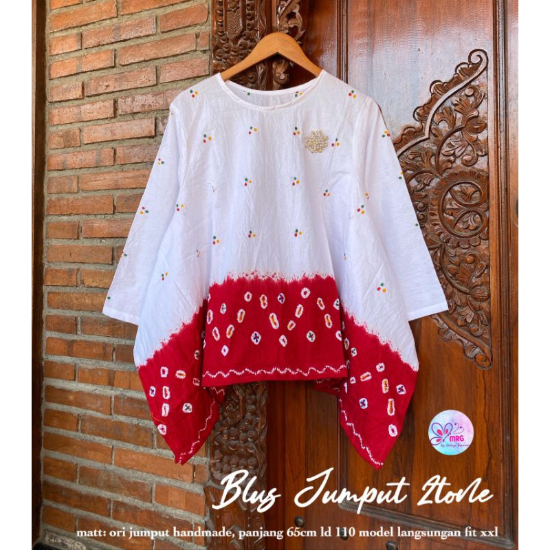 blus jumputan merah putih