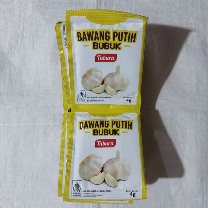 

BAWANG PUTIH BUBUK TABURA 4g (1 renteng)