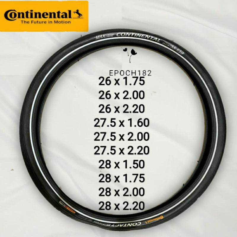 Ban Luar Sepeda Continental Contact Urban 26 x 1.75, 26 x 2.00, 26 x 2.20, 27.5 x 1.60, 27.5 x 2.20,