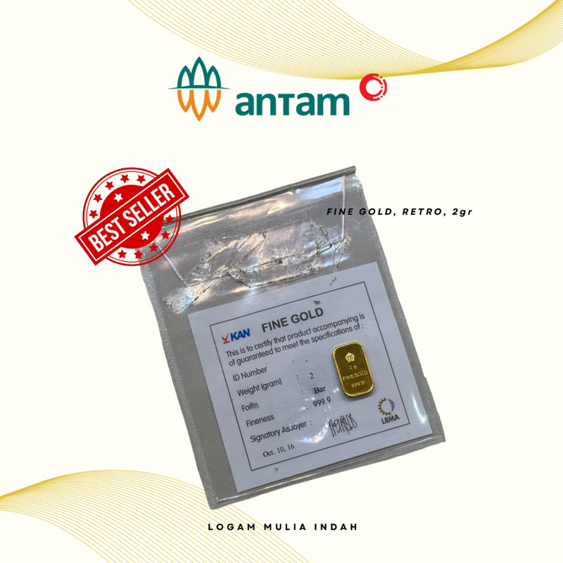 Logam Mulia (LM) Antam Retro / klasik 2(gr)gram, retro berdiri / portrait