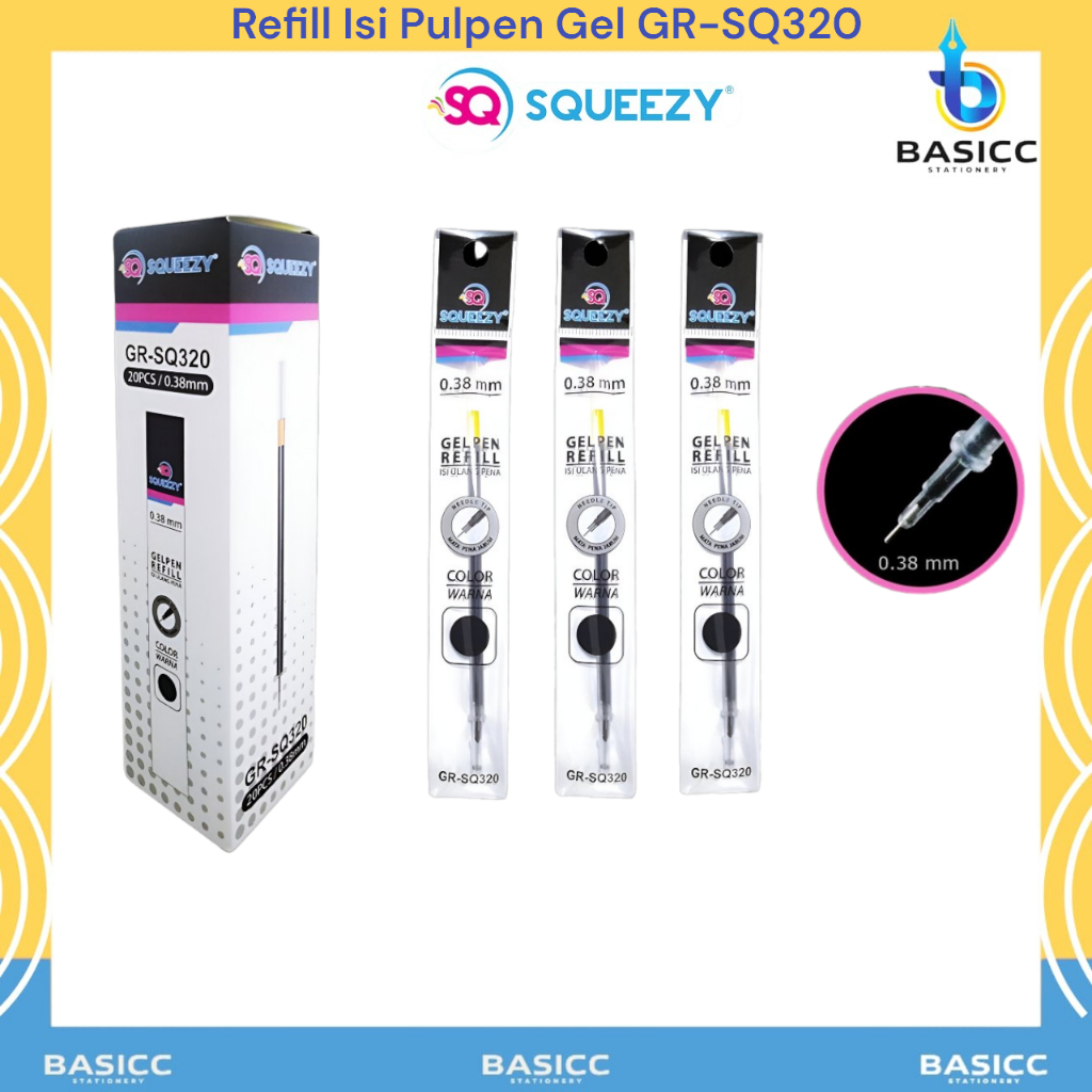

Squeezy Gel Pen GR-SQ 320 Refill Isi Ulang Segala Pulpen 0.38mm | @1Ktk=20Pen